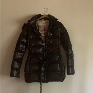 Burberry black belted puffer coat
